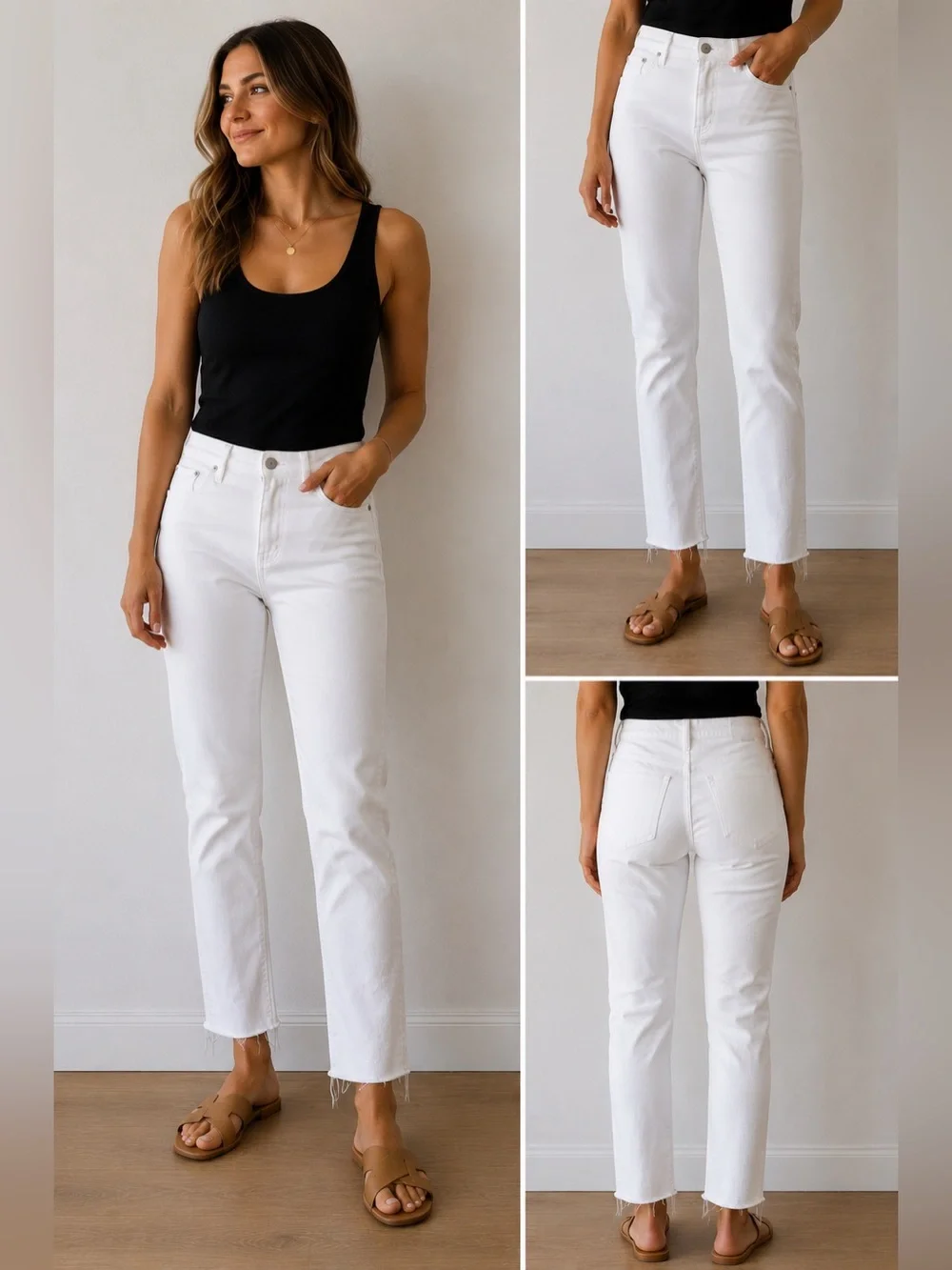 J. Crew White Straight-Leg High-Rise Jeans
